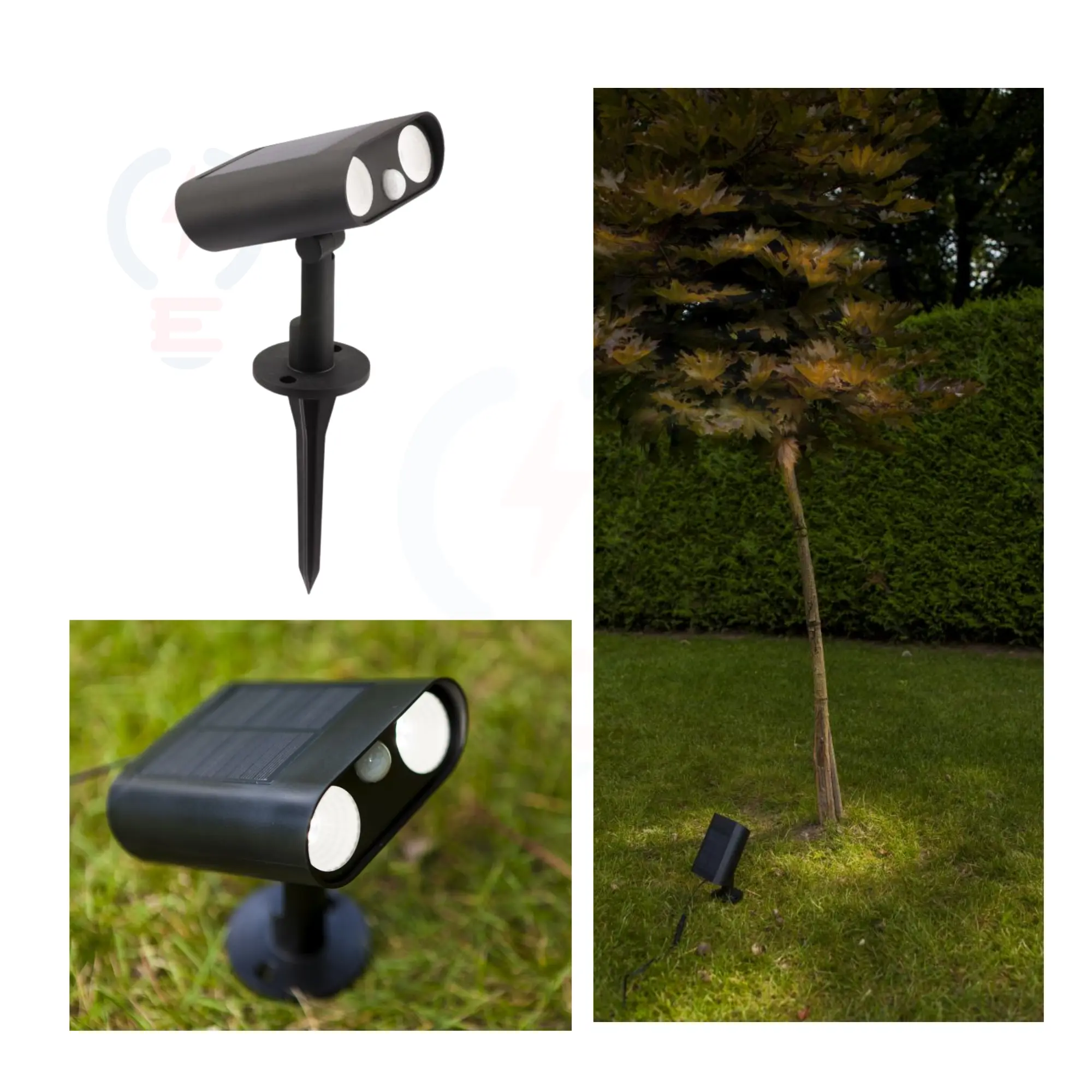 Projecteur Solaire Multifonction BINGO Lutec avec Détecteur PIR - Noir Mat