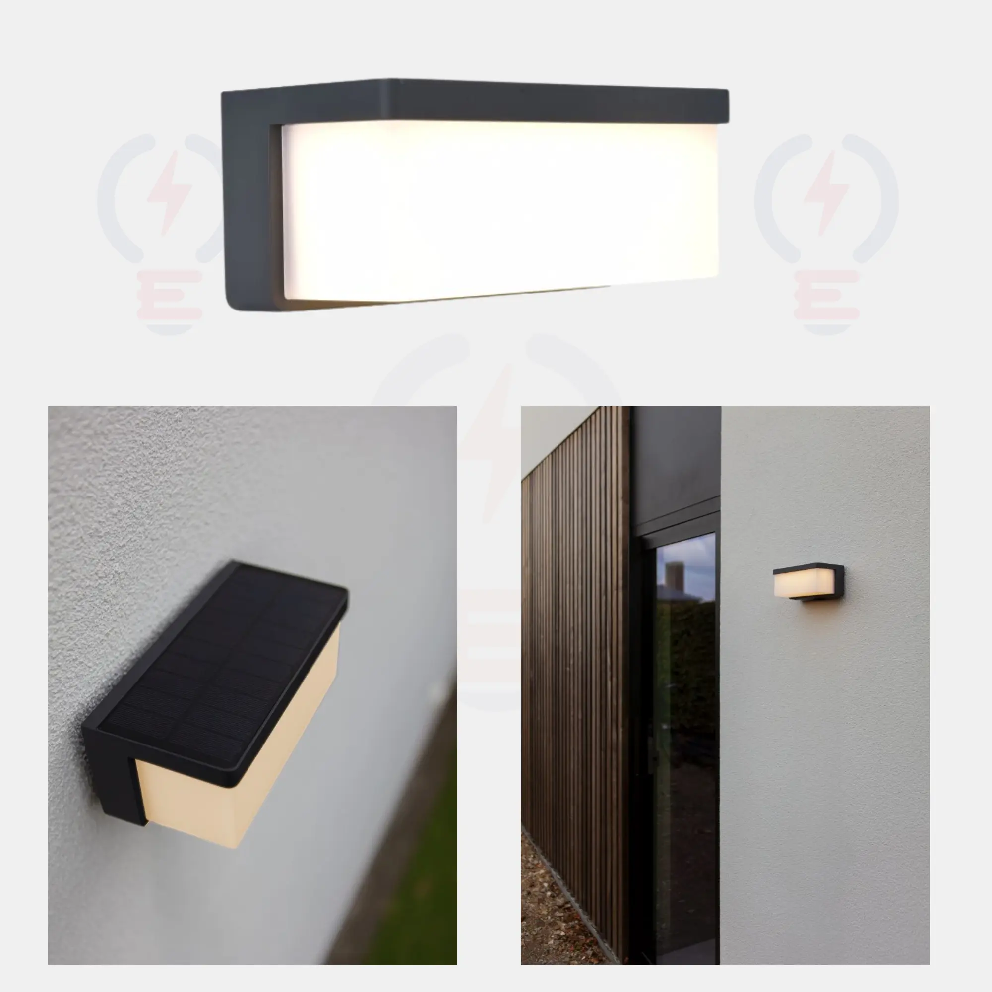 Applique Murale Solaire Hybride ZELNA Lutec - Gris Foncé - Design Moderne