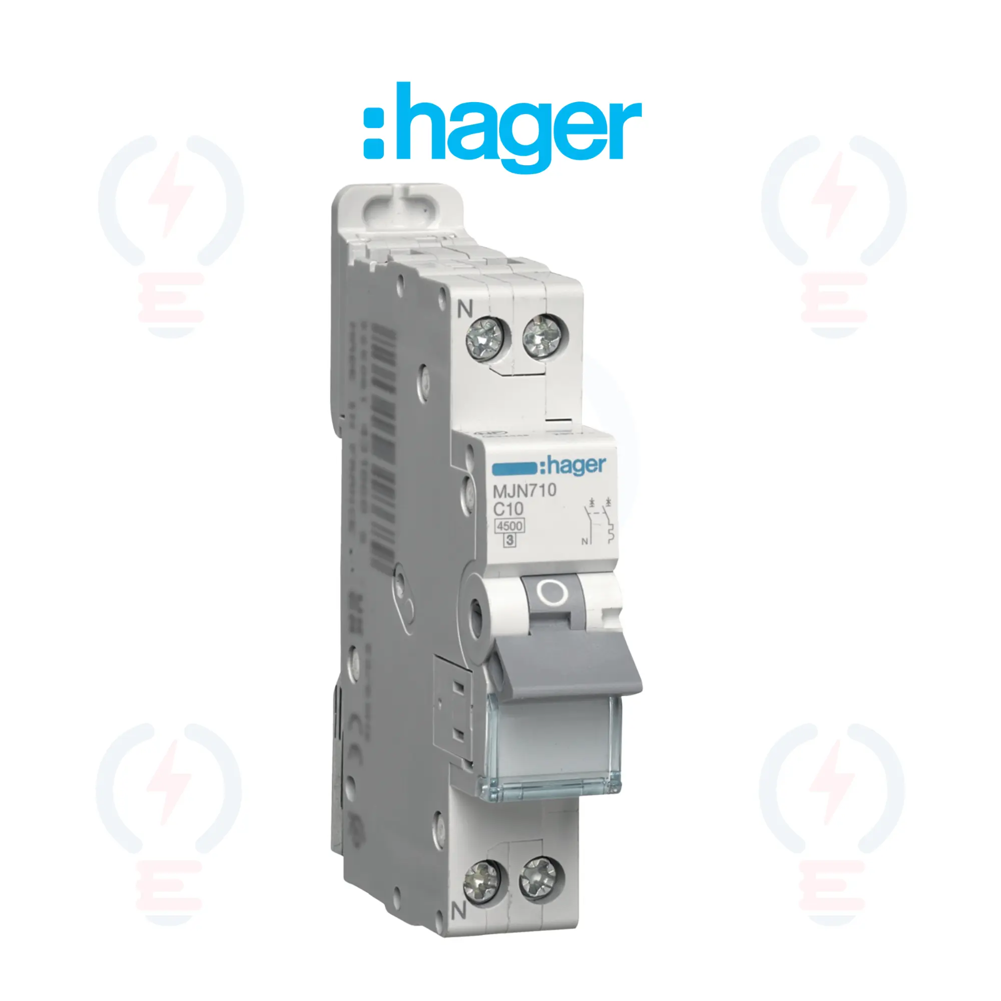 Disjoncteur Hager 10A 1P+N 4.5kA Courbe C - MJN710