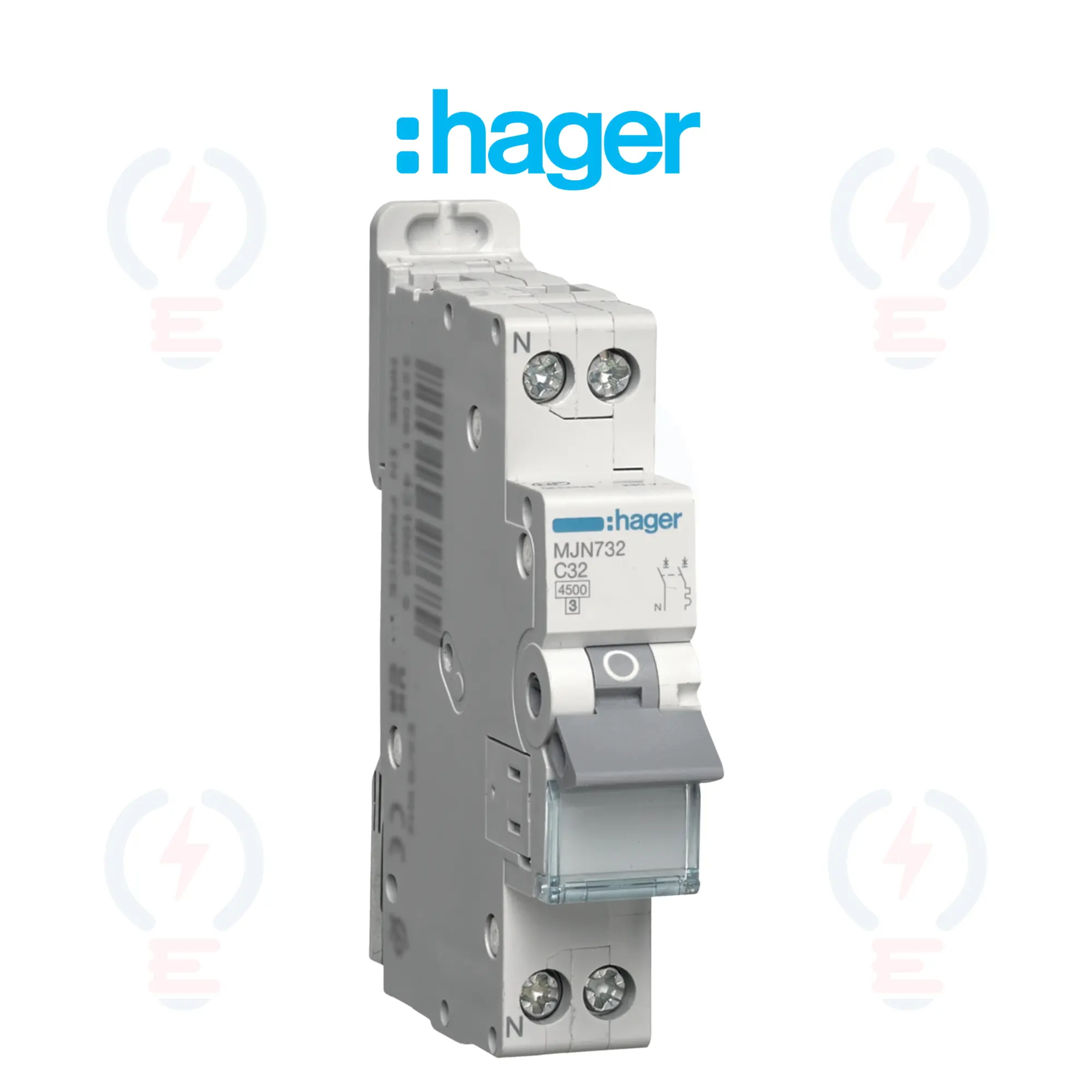 Disjoncteur 32A 1P+N 4.5kA Courbe C - Hager MJN732